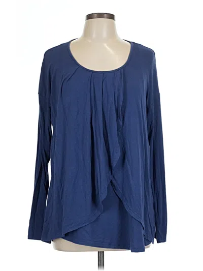 Pre-owned Ekouaer Long Sleeve Blouse In Blue