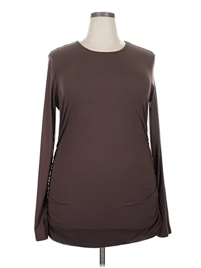 Pre-owned Ekouaer Long Sleeve Blouse In Brown