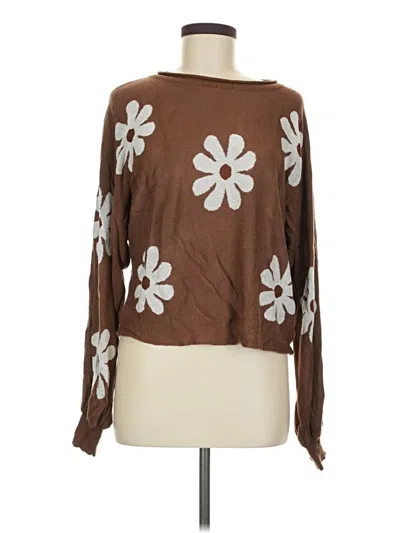 Pre-owned Ekouaer Long Sleeve Blouse In Brown