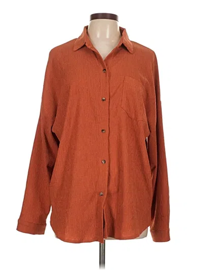 Pre-owned Ekouaer Long Sleeve Blouse In Orange