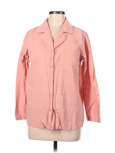 Pre-owned Ekouaer Long Sleeve Button Down Shirt In Pink