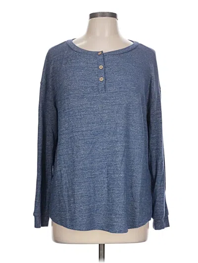 Pre-owned Ekouaer Long Sleeve Henley Shirt In Blue