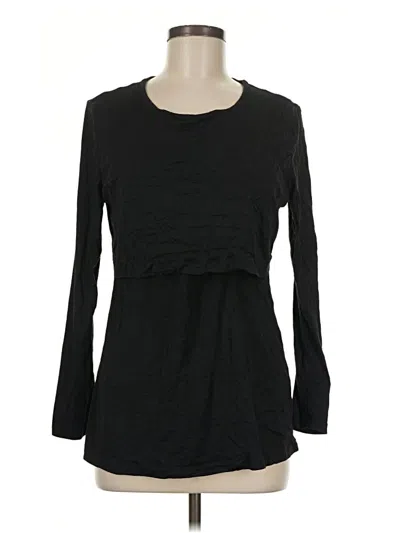 Pre-owned Ekouaer Long Sleeve Top Black Sweetheart Neckline Tops
