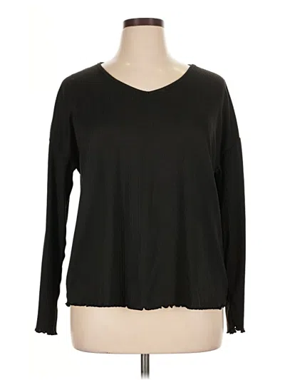 Pre-owned Ekouaer Long Sleeve Top Black V Neck Tops