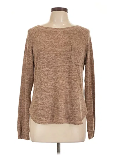 Pre-owned Ekouaer Long Sleeve Top Brown Crew Neck Tops