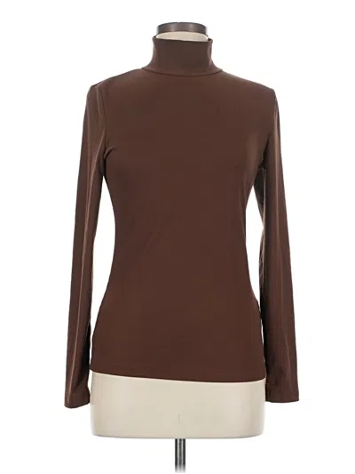 Pre-owned Ekouaer Long Sleeve Top Brown Turtleneck Tops
