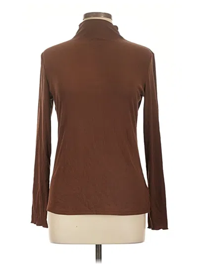 Pre-owned Ekouaer Long Sleeve Top Brown Turtleneck Tops