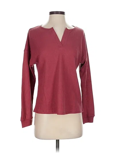Pre-owned Ekouaer Long Sleeve Top Burgundy V-neck Tops