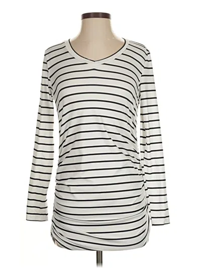Pre-owned Ekouaer Long Sleeve Top Ivory Boatneck Tops
