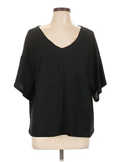 Pre-owned Ekouaer Short Sleeve Blouse In Black