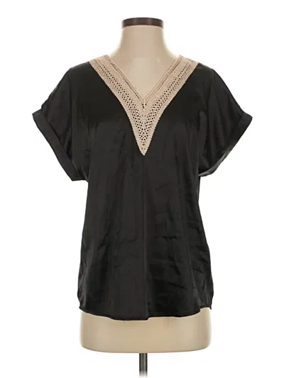 Pre-owned Ekouaer Short Sleeve Blouse In Black