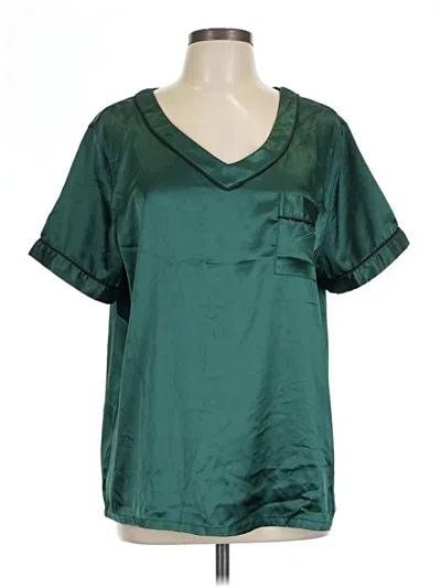 Pre-owned Ekouaer Short Sleeve Blouse In Blue