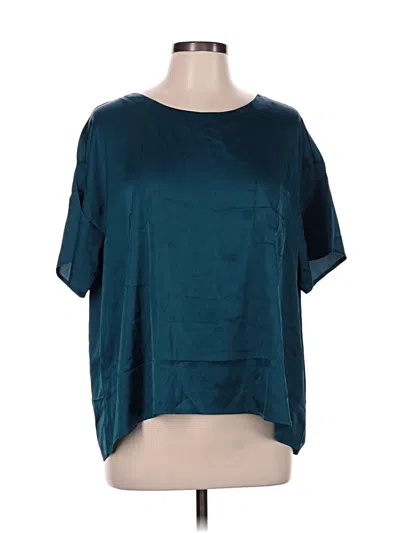 Pre-owned Ekouaer Short Sleeve Blouse In Blue