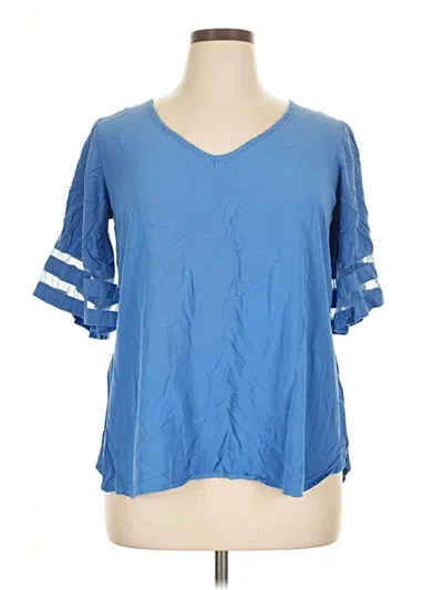 Pre-owned Ekouaer Short Sleeve Blouse In Blue