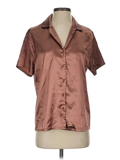 Pre-owned Ekouaer Short Sleeve Blouse In Brown