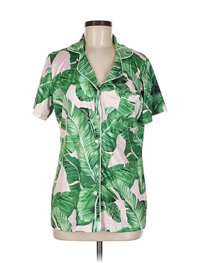 Pre-owned Ekouaer Short Sleeve Blouse In Green