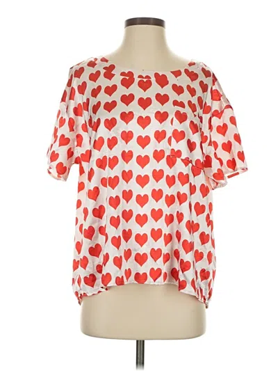 Pre-owned Ekouaer Short Sleeve Blouse In Red