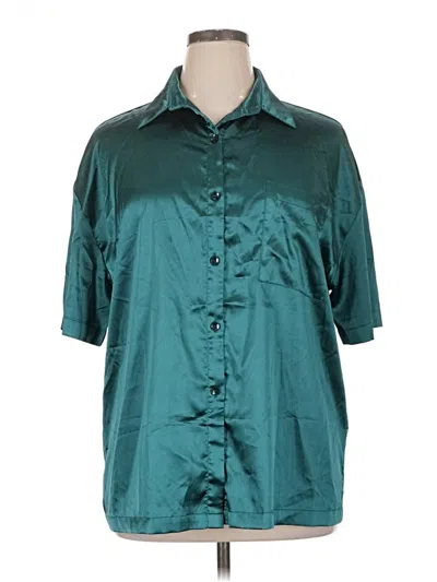 Pre-owned Ekouaer Short Sleeve Blouse In Teal