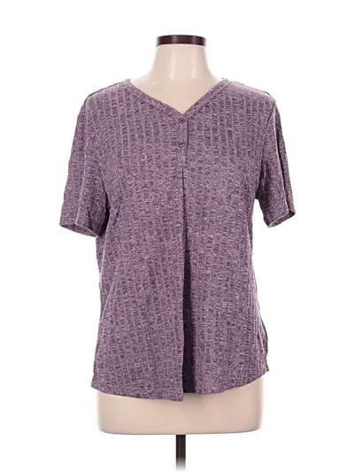 Pre-owned Ekouaer Short Sleeve Henley Shirt In Purple