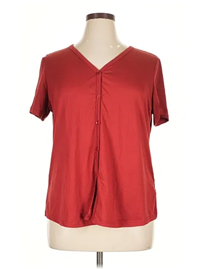 Pre-owned Ekouaer Short Sleeve Henley Shirt In Red