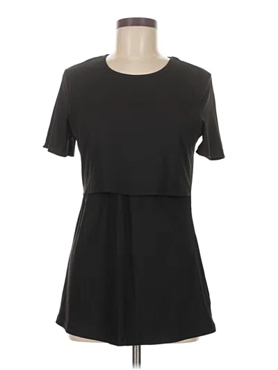 Ekouaer Short Sleeve Top Black Keyhole Neckline Tops