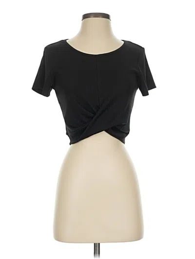 Pre-owned Ekouaer Short Sleeve Top Black Keyhole Neckline Tops