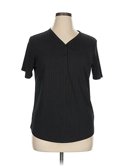 Pre-owned Ekouaer Short Sleeve Top Black V-neck Tops