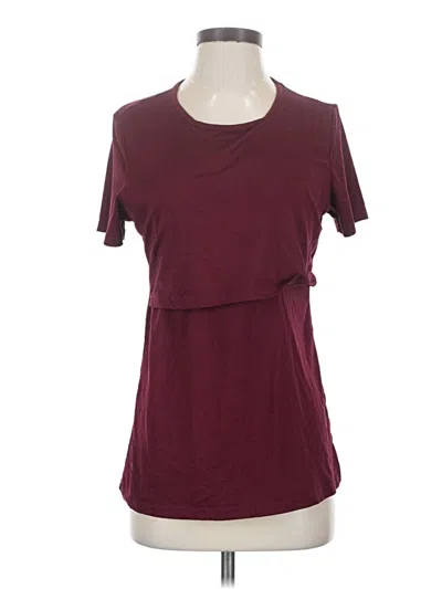 Pre-owned Ekouaer Short Sleeve Top Burgundy Cowl Neck Tops