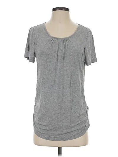 Pre-owned Ekouaer Short Sleeve Top Gray Scoop Neck Tops