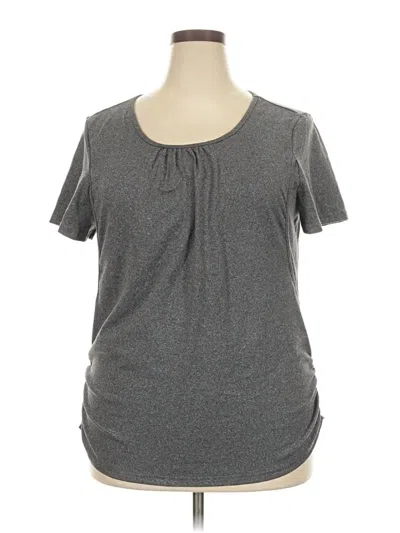 Pre-owned Ekouaer Short Sleeve Top Gray Scoop Neck Tops