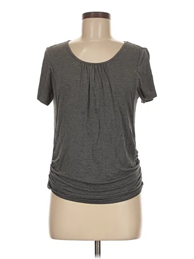 Pre-owned Ekouaer Short Sleeve Top Gray Scoop Neck Tops