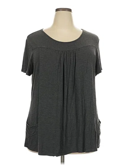 Pre-owned Ekouaer Short Sleeve Top Gray Scoop Neck Tops