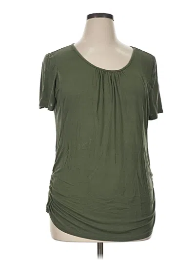 Pre-owned Ekouaer Short Sleeve Top Green Scoop Neck Tops