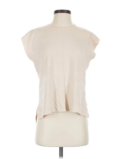 Pre-owned Ekouaer Short Sleeve Top Ivory High Neck Tops