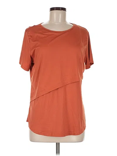 Pre-owned Ekouaer Short Sleeve Top Orange One Shoulder Neckline Tops