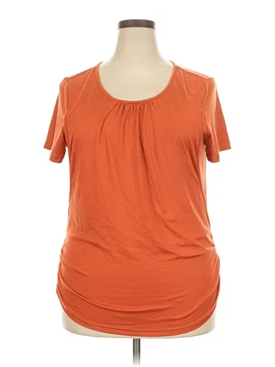 Pre-owned Ekouaer Short Sleeve Top Orange Scoop Neck Tops