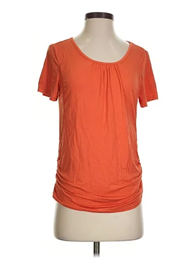 Pre-owned Ekouaer Short Sleeve Top Orange Scoop Neck Tops