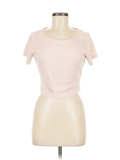 Pre-owned Ekouaer Short Sleeve Top Pink Keyhole Neckline Tops