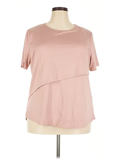 Pre-owned Ekouaer Short Sleeve Top Pink One Shoulder Neckline Tops