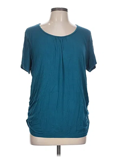 Pre-owned Ekouaer Short Sleeve Top Teal Scoop Neck Tops