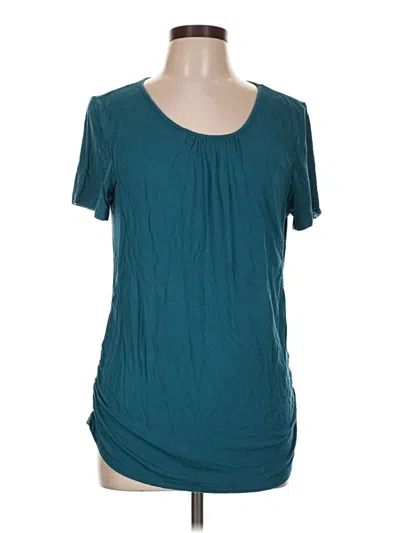 Pre-owned Ekouaer Short Sleeve Top Teal Scoop Neck Tops