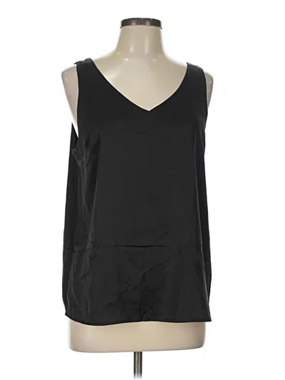 Pre-owned Ekouaer Sleeveless Top Black Solid Pattern V-neck Tops