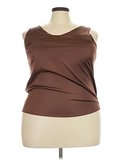 Pre-owned Ekouaer Sleeveless Top Brown One Shoulder Neckline Tops