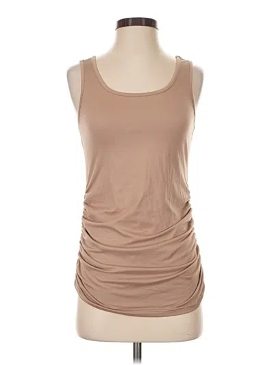Pre-owned Ekouaer Sleeveless Top Tan Scoop Neck Tops