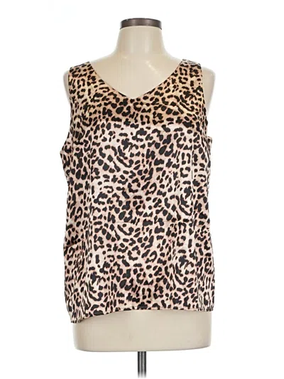 Pre-owned Ekouaer Sleeveless Top Tan V Neck Tops In Brown
