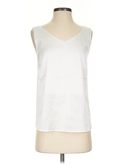 Pre-owned Ekouaer Sleeveless Top White Solid Pattern V-neck Tops