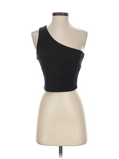 Pre-owned Ekouaer Tank Top Black One Shoulder Neckline Tops