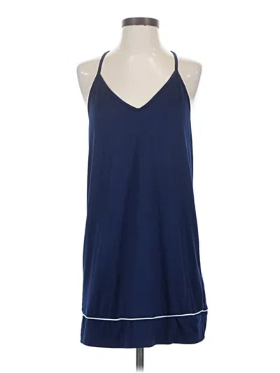 Pre-owned Ekouaer Tank Top Blue Halter Neckline Tops