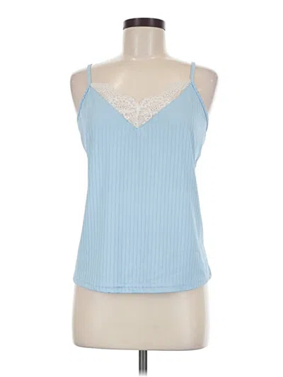 Pre-owned Ekouaer Tank Top Blue Halter Neckline Tops