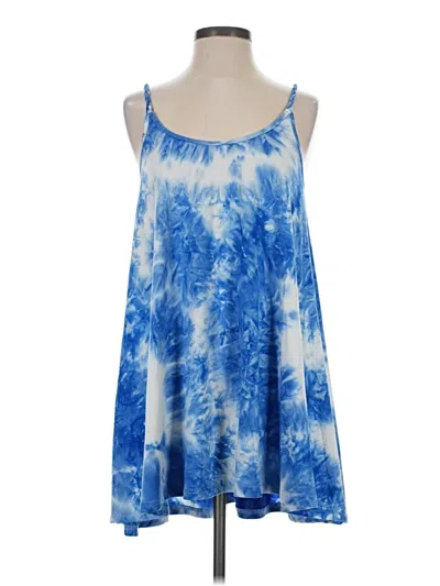 Pre-owned Ekouaer Tank Top Blue Halter Neckline Tops